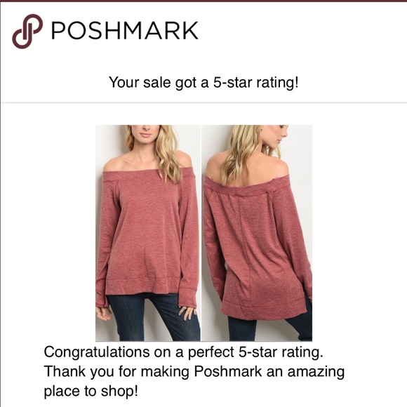 WINE OFF SHOULDER TUNIC KNIT TOP - Picture 4 of 5